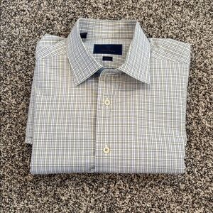 David Donahue Light Blue Plaid Dress Shirt